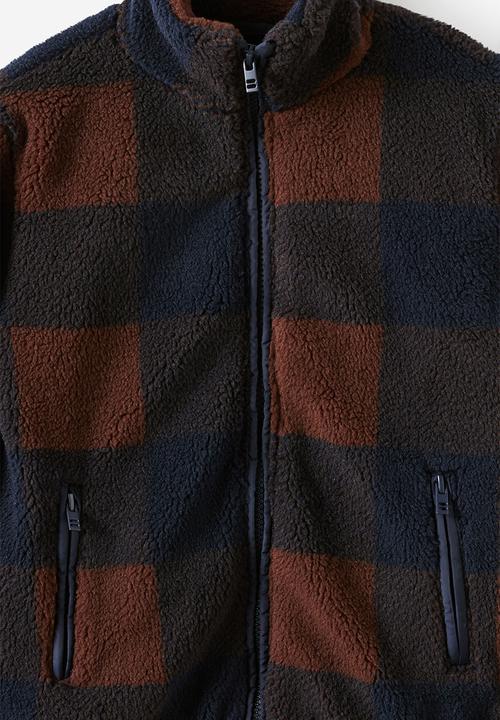 Cotton On - Simon Sherpa Jacket -Rocky road/Squid Ink Check