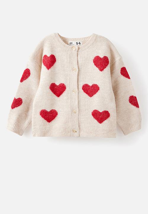 Cotton On - Cosi Crew Neck Cardigan - Oatmeal Marle/Heart