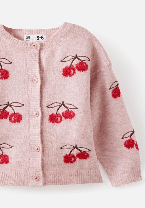 Cotton On - Cosi Crew Neck Cardigan - Zehpyr Marle/Cherries