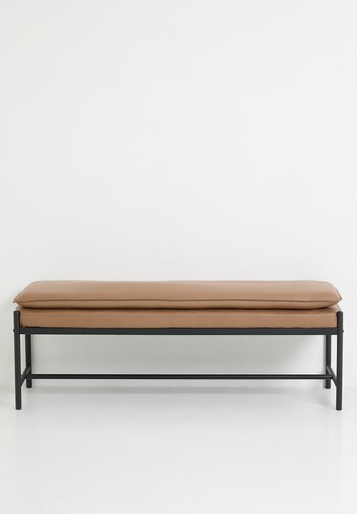 Sixth Floor - Faux Leather Saddle Bench - Tan