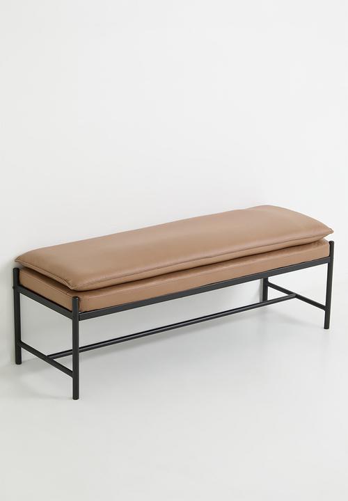 Sixth Floor - Faux Leather Saddle Bench - Tan