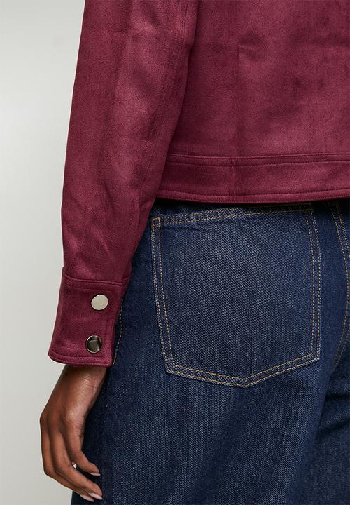 Stella Morgan - Collared Button Through Slight Crop Faux Suede Jacket - Purple