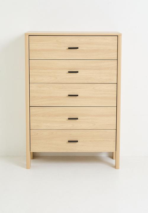 Noir 5 Drawer - Natural