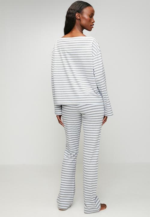 Cotton On - Dreamy soft flare pant set - jamie stripe mid grey marle