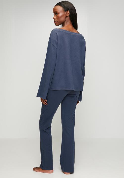Cotton On - Dreamy soft boatneck long sleeve set - steely blue wash