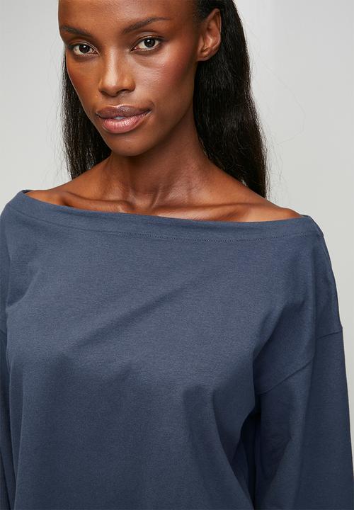 Cotton On - Dreamy soft boatneck long sleeve set - steely blue wash