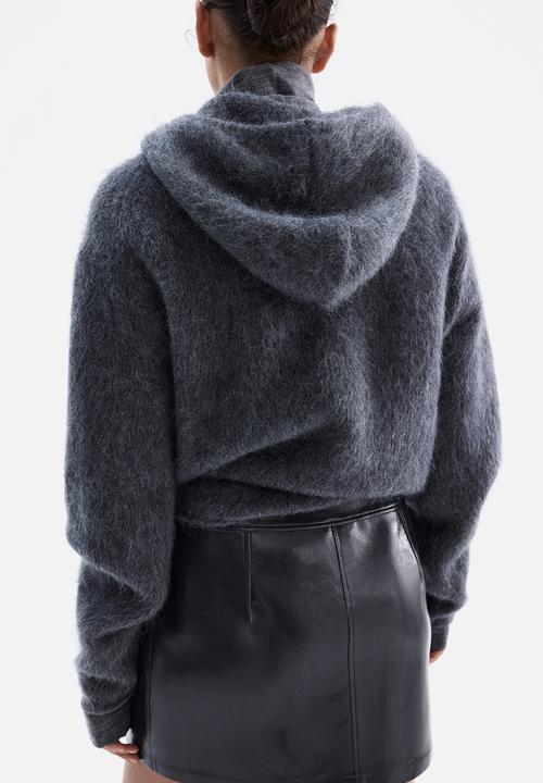 H&M - Coated zip-detail skirt - dark grey