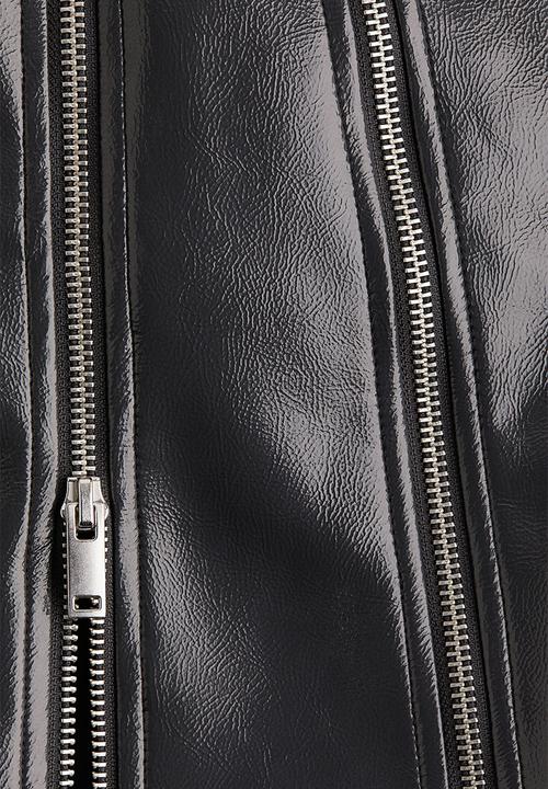 H&M - Coated zip-detail skirt - dark grey