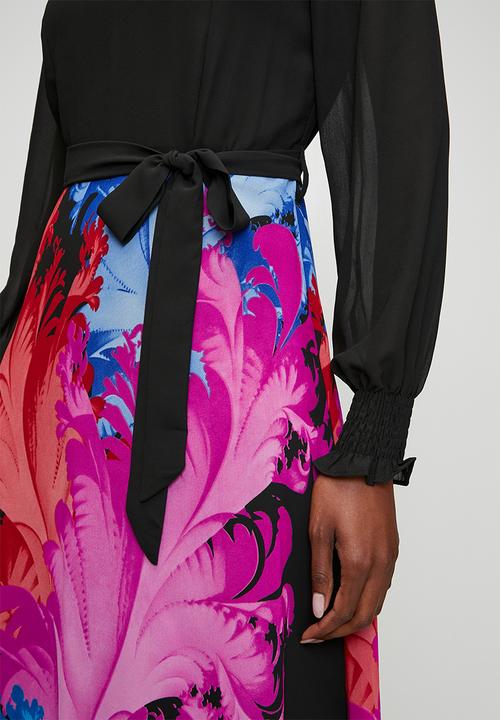 Izabel London - Combination Dress Knit Top And Printed Woven Skirt - Multi