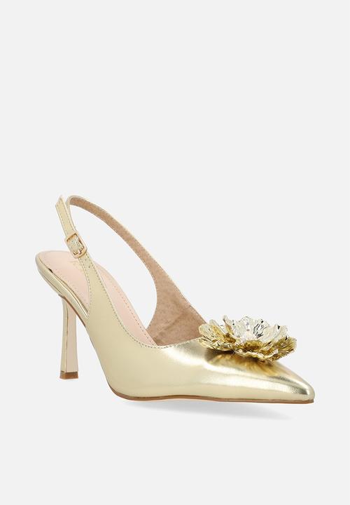 Raid London - Franky closed toe stiletto heel slingback - gold 