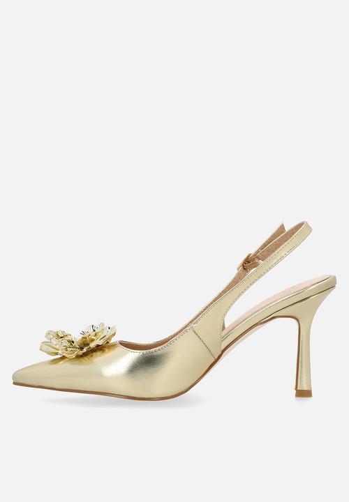 Raid London - Franky closed toe stiletto heel slingback - gold 