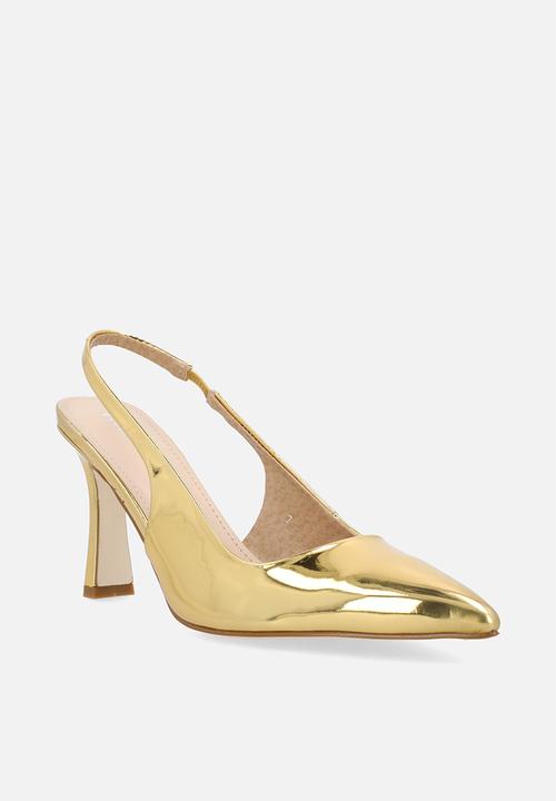 Raid London - Hollie closed toe stiletto heel slingback - gold 