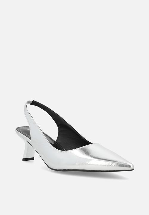 Raid London - Letisha closed toe comma heel slingback - silver 