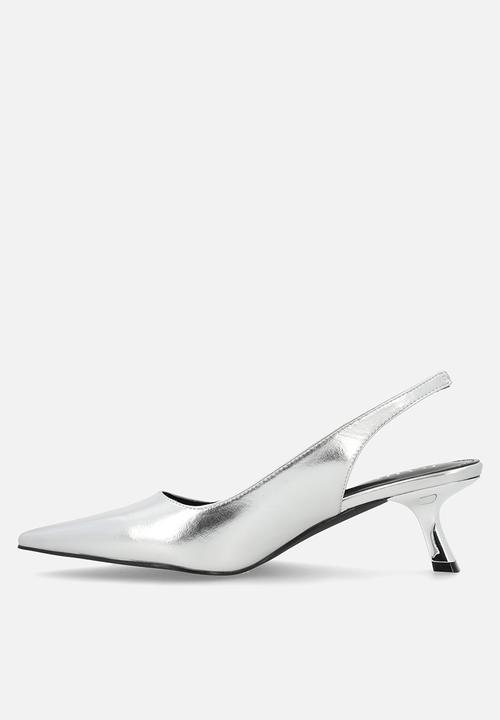 Raid London - Letisha closed toe comma heel slingback - silver 