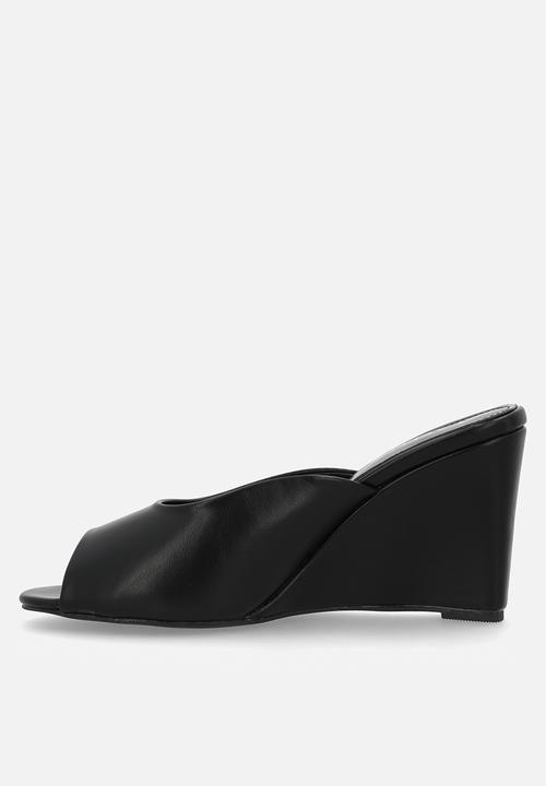 Raid London - Dovie open toe wedge heel mule - black 