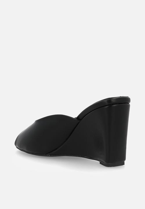 Raid London - Dovie open toe wedge heel mule - black 