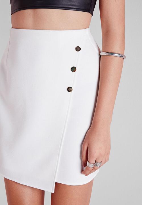 Missguided - Gold Button Wrap Mini Skirt