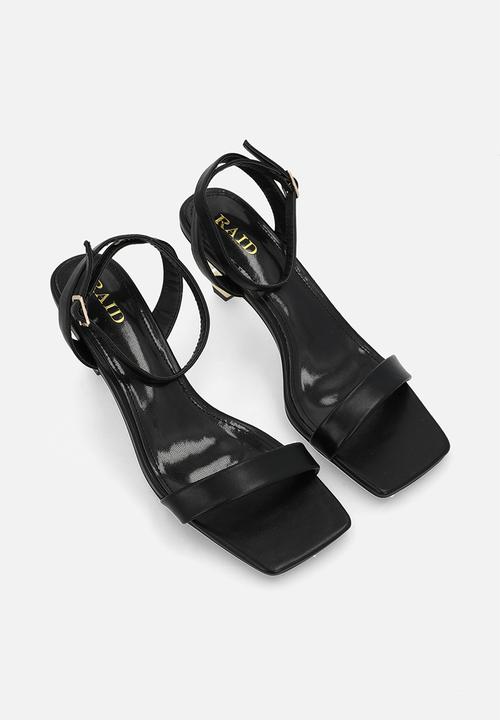 Raid London - Pettle open toe stiletto heel ankle strap - black 