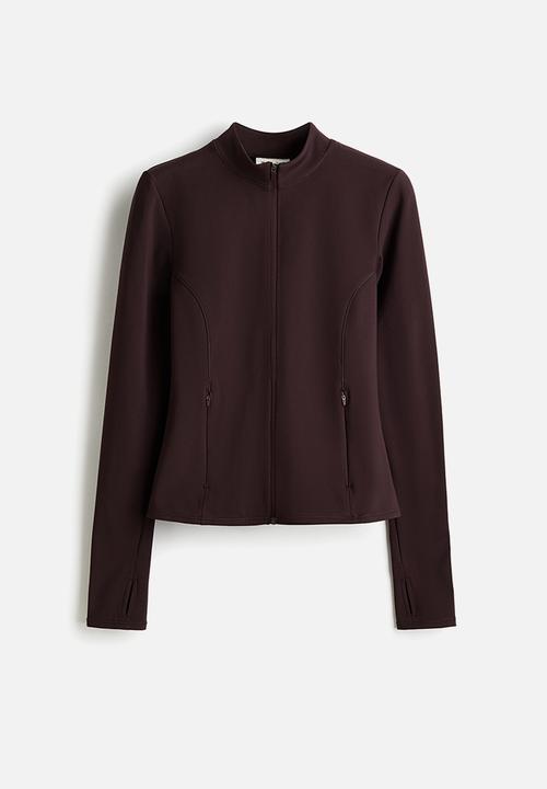 Sports fleece jacket with softmove™ - chocolate plum