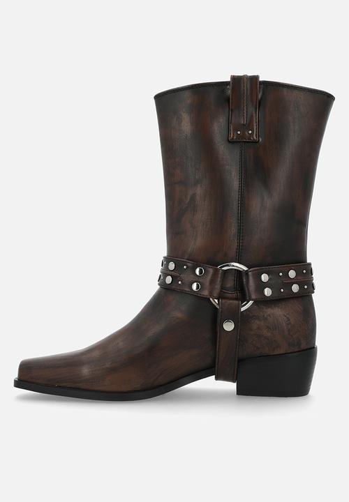 Raid London - Florrie biker boot - brown brushed 