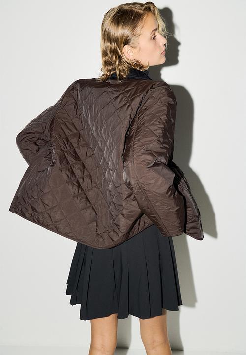 H&M - Quilted corduroy-collar jacket - dark brown