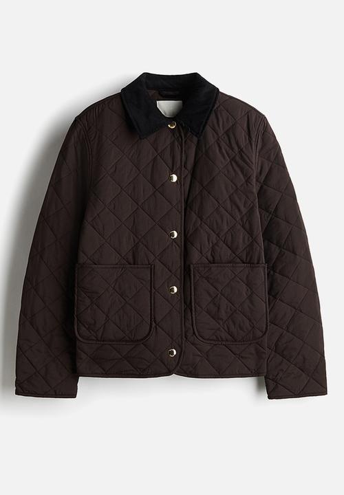 H&M - Quilted corduroy-collar jacket - dark brown