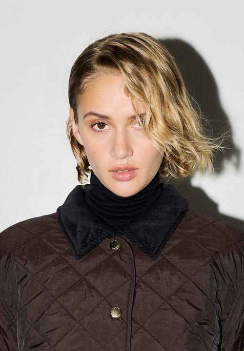 H&M - Quilted corduroy-collar jacket - dark brown
