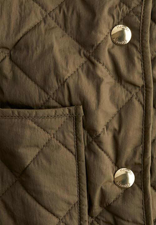 H&M - Quilted corduroy-collar jacket - khaki green