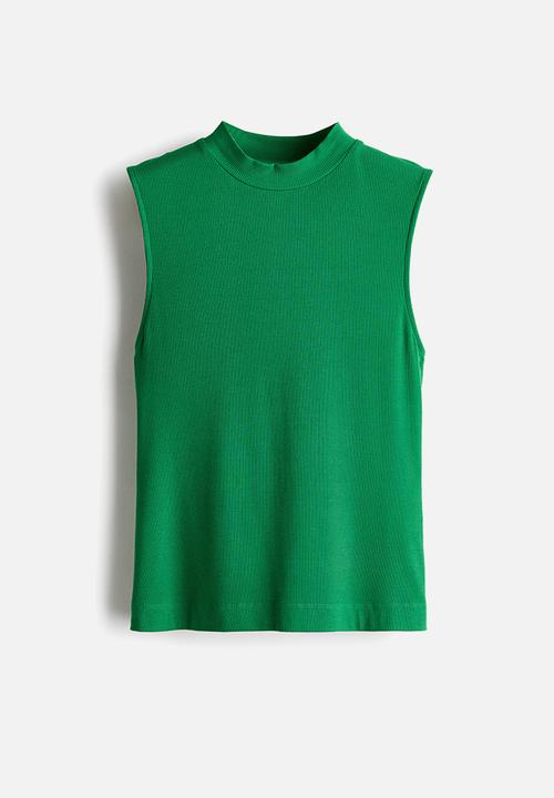 H&M - Stand-collar vest top - green