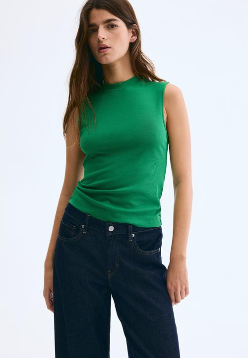 H&M - Stand-collar vest top - green