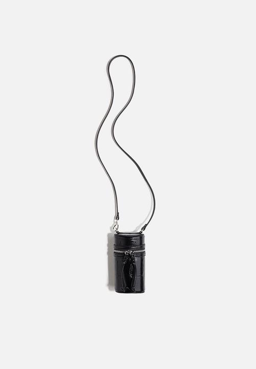 H&M - Cylindrical crossbody bag - black/crocodile pattern 