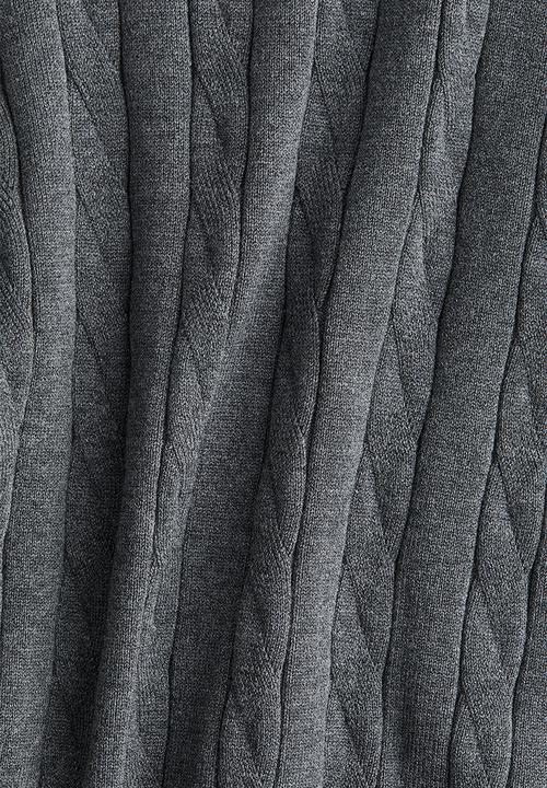 H&M - Cable-knit polo shirt - grey marl