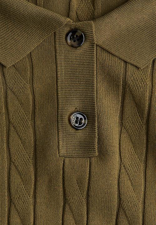H&M - Cable-knit polo shirt - khaki green