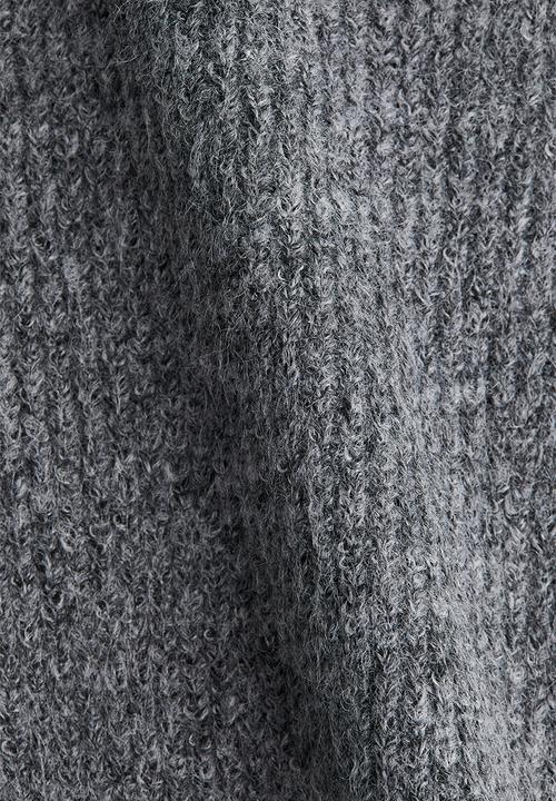 H&M - Rib-knit peplum top - dark grey marl
