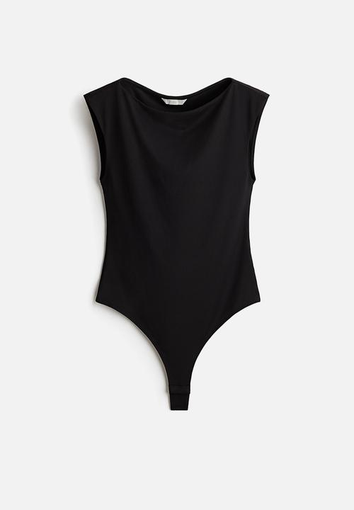 Boat-neck thong body - black