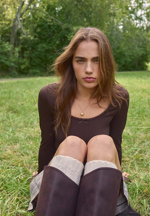 H&M - Ribbed jersey top - brown