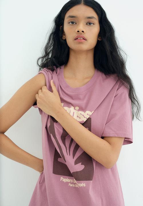 Oversized printed t-shirt - dark pink/matisse - 1296052012