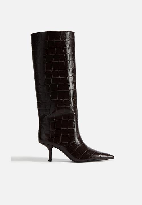 H&M - Knee-high boots - dark brown crocodile pattern