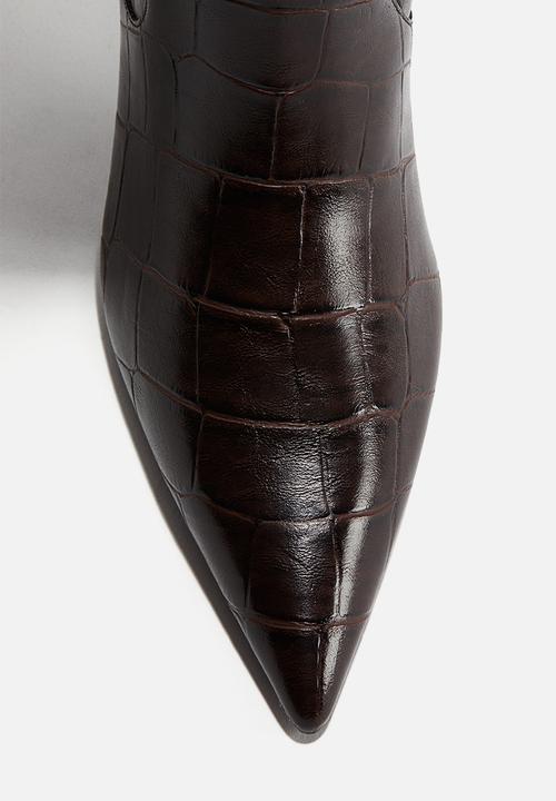 H&M - Knee-high boots - dark brown crocodile pattern