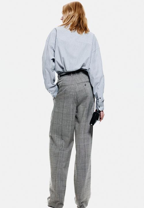 H&M - Oversized poplin shirt - light grey/striped