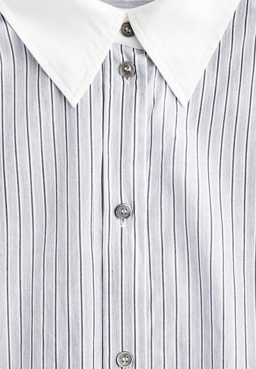 H&M - Oversized poplin shirt - light grey/striped