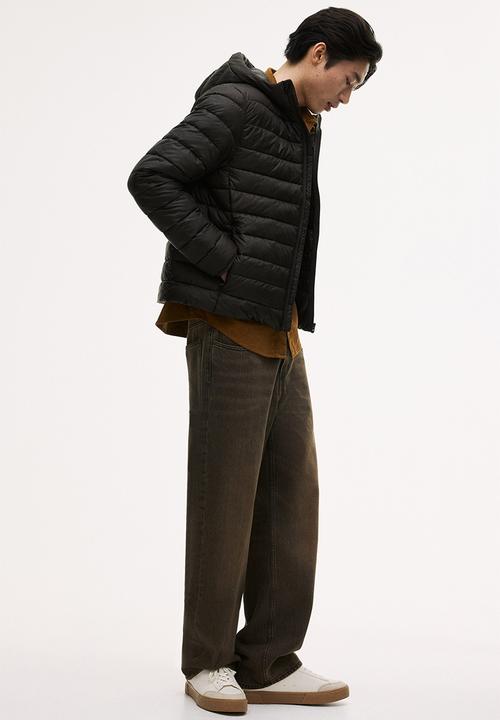 H&M - Slim fit lightweight puffer jacket - dark khaki green