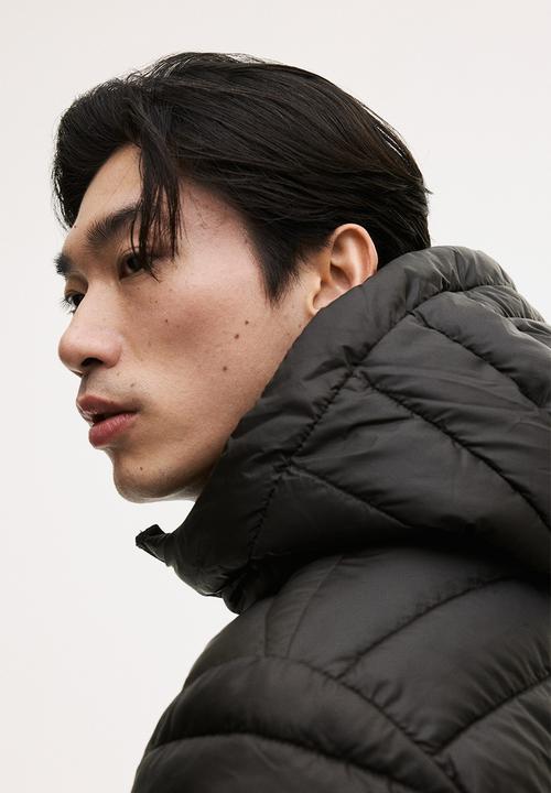 H&M - Slim fit lightweight puffer jacket - dark khaki green