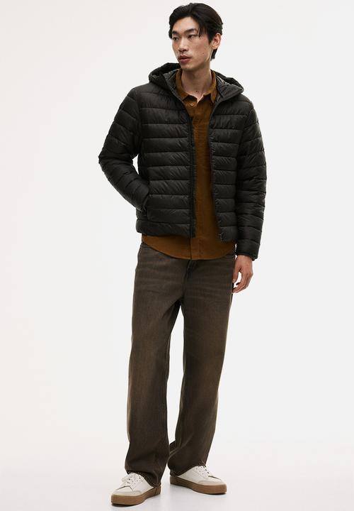 H&M - Slim fit lightweight puffer jacket - dark khaki green