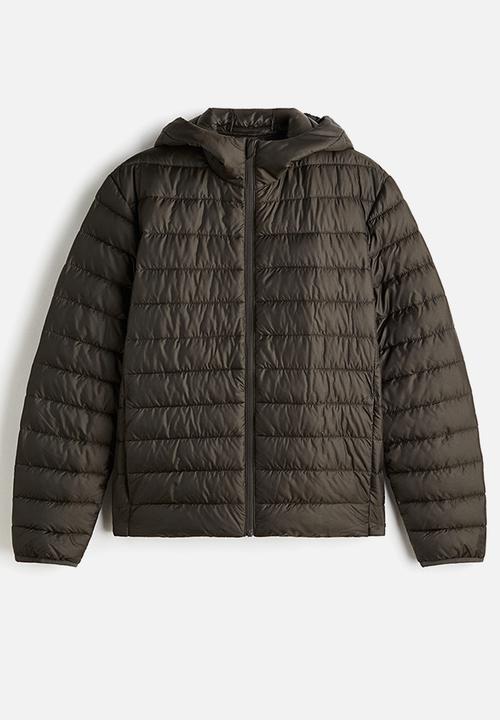 H&M - Slim fit lightweight puffer jacket - dark khaki green