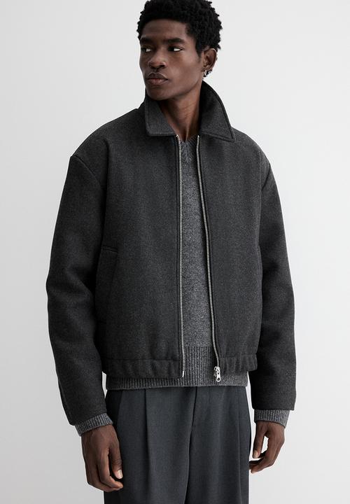H&M - Regular fit felted shacket - dark grey