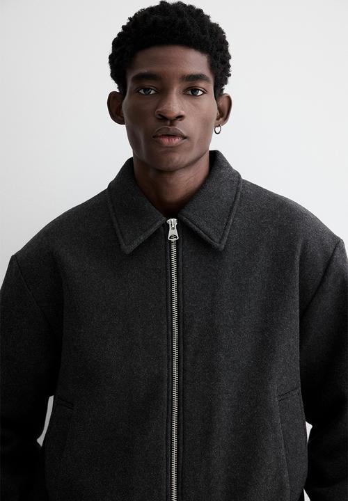 H&M - Regular fit felted shacket - dark grey
