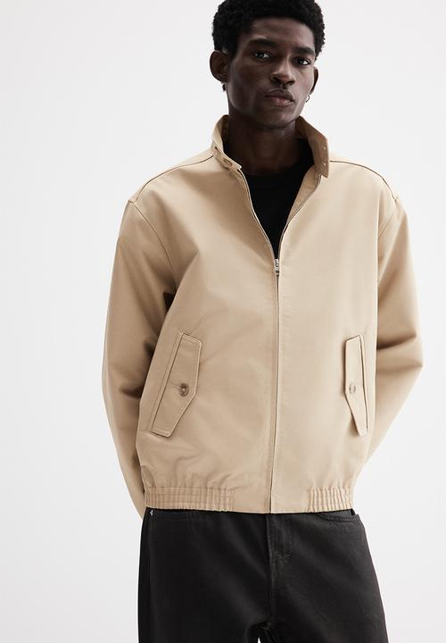 Loose fit funnel-neck jacket - beige - 1301810001
