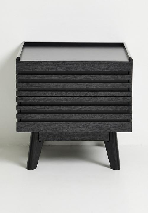 Sixth Floor - Slatted Bedside Table Set of 2 - Black
