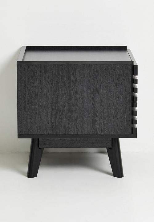 Sixth Floor - Slatted Bedside Table Set of 2 - Black